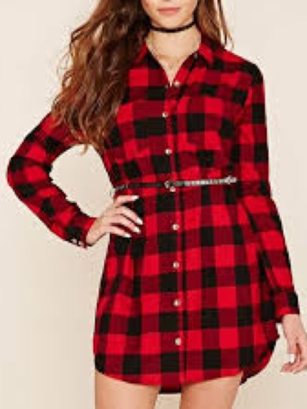 Vintage Forever 21 Buffalo Plaid Flannel Shirt Dress women’s size medium
